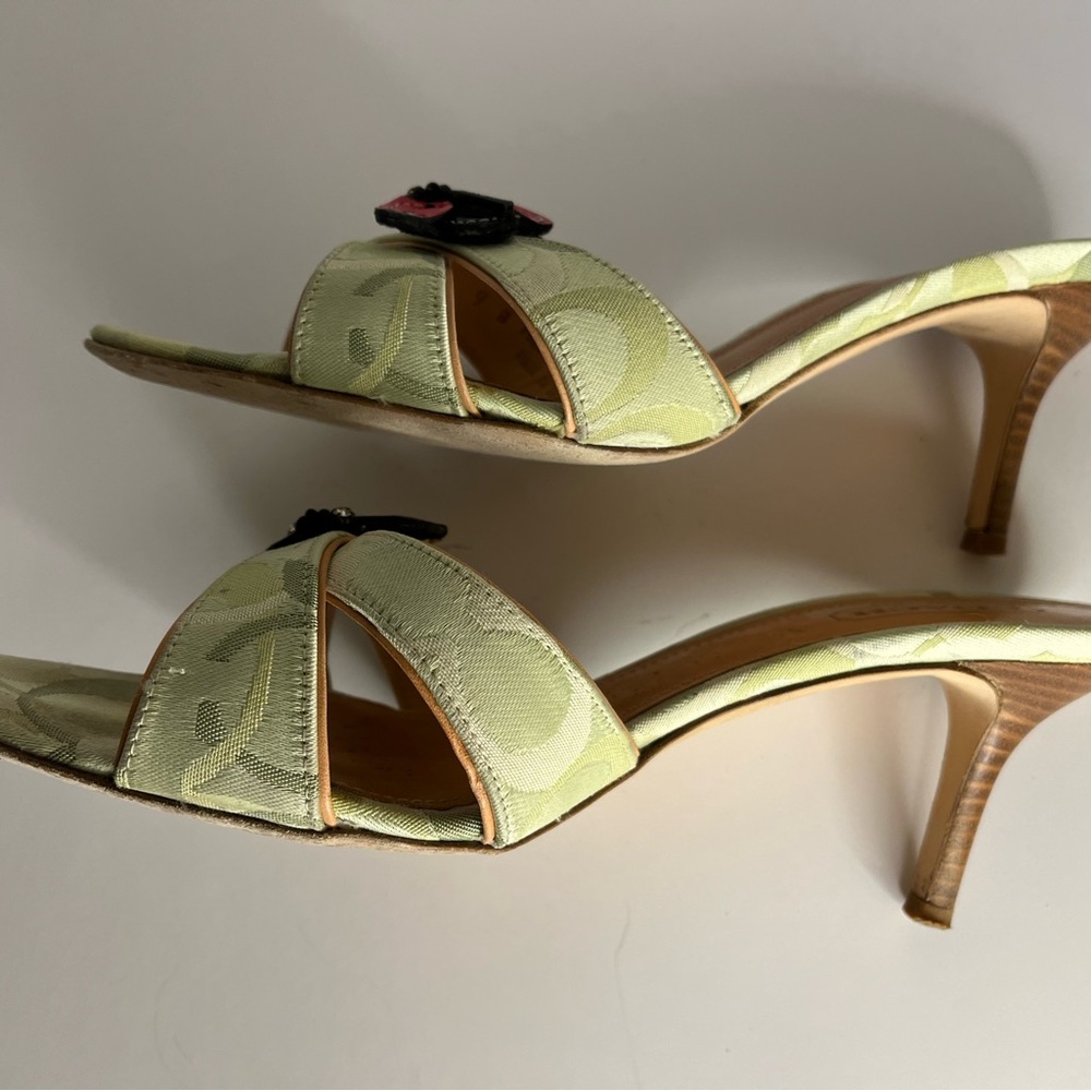 Coach Women's Sandals in Green with Red Ladybug Accents.  Ciara II size 9B. - Picture 11 of 16